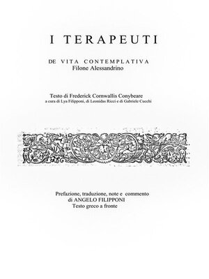 cover image of I Terapeuti--De Vita Contemplativa